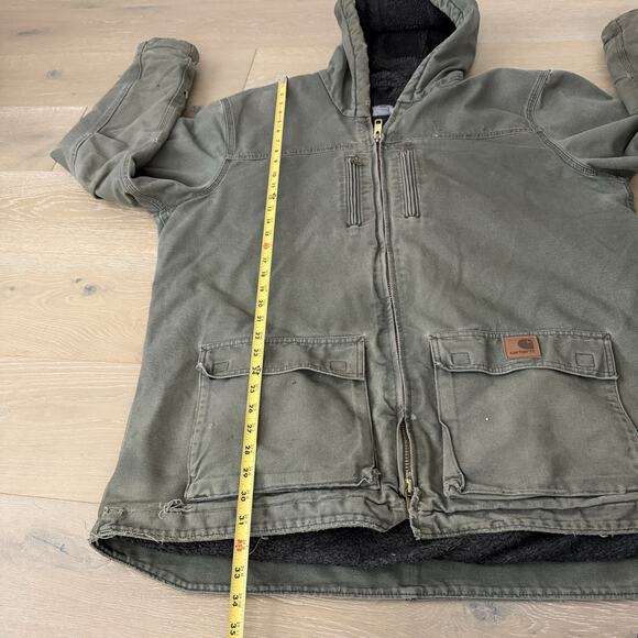 Carhartt C95 ARG Jackson Coat Men XL Tall Green Sherpa Lined Hooded Work Jacket - Picture 9 of 12